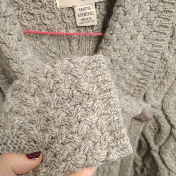 Aran Mor Ireland 100% Merino Wool Cardigan Women's Sweater Cable Knit Shawl S - Picture 7 of 9